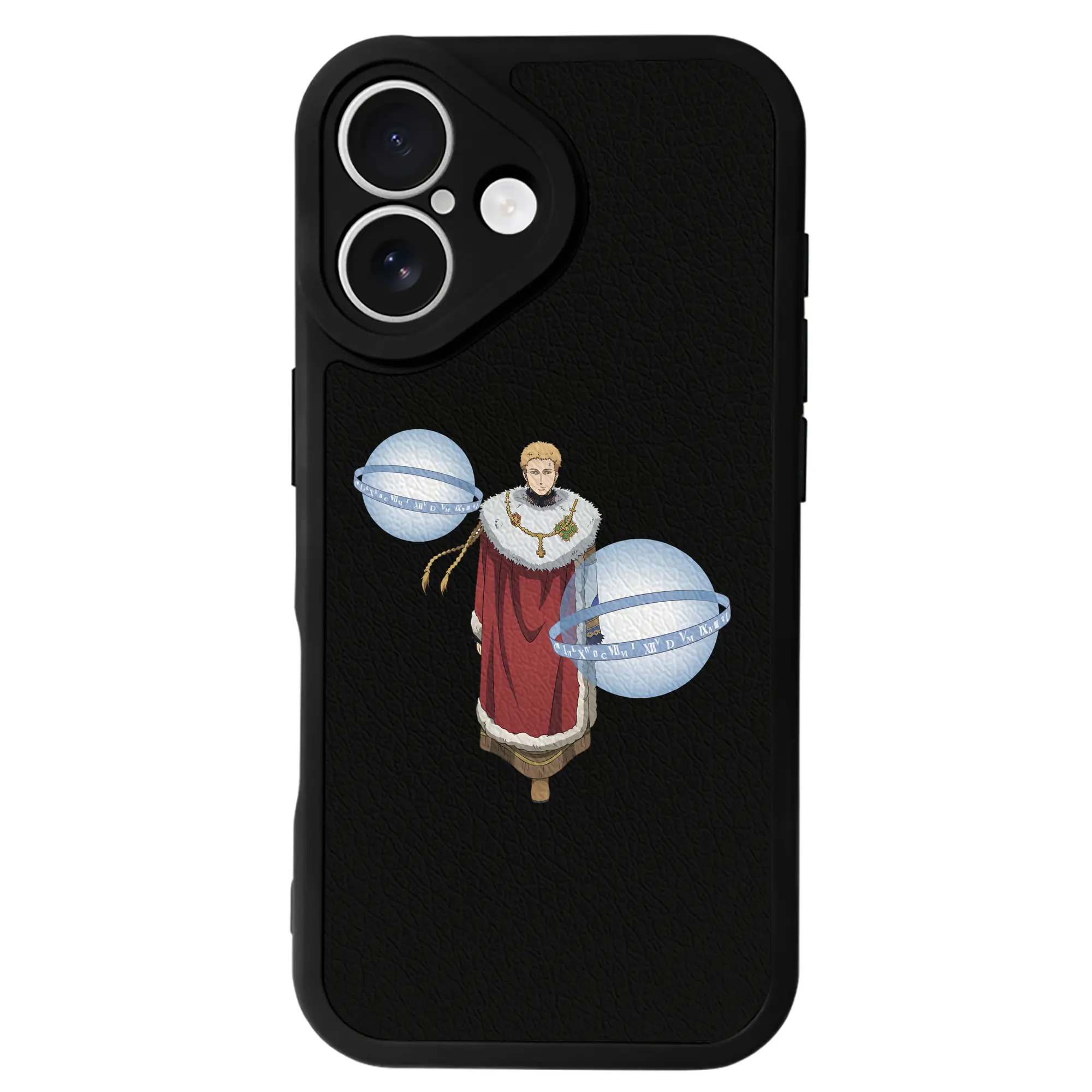 ブラッククローバー グッズ ユリウス・ノヴァクロノ - IPhone 16シリーズ対応 ・ シリコンスマホケース ・ レザー調 ・ 高精度フィット ・ 耐衝撃 ・ ワイヤレス充電対応 ・ 精密カット